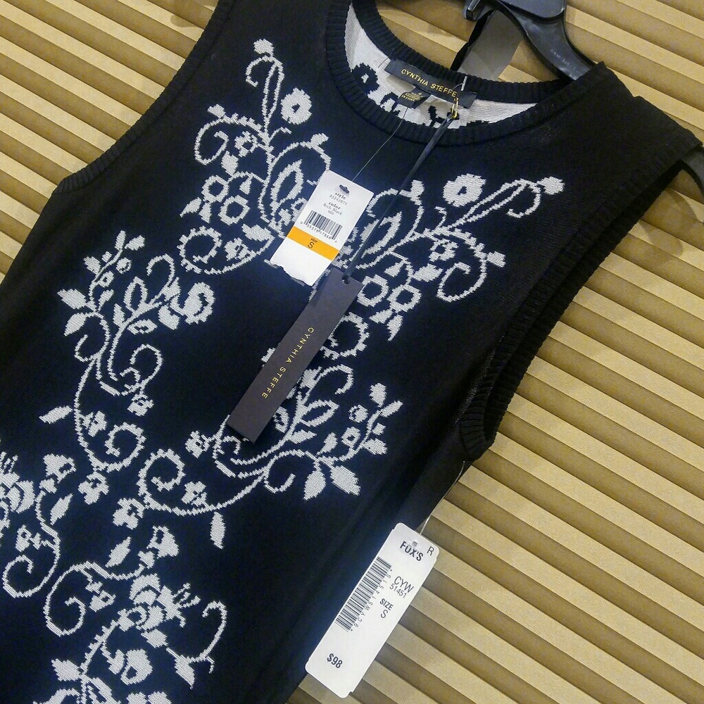 NWT OFFERS Welcome Rich Black &White Sweater Dress - Picture 2 of 6